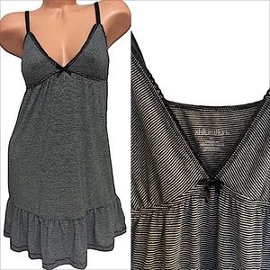 Xhilaration grey and black striped short nightgown sleepwear with V-neck size M